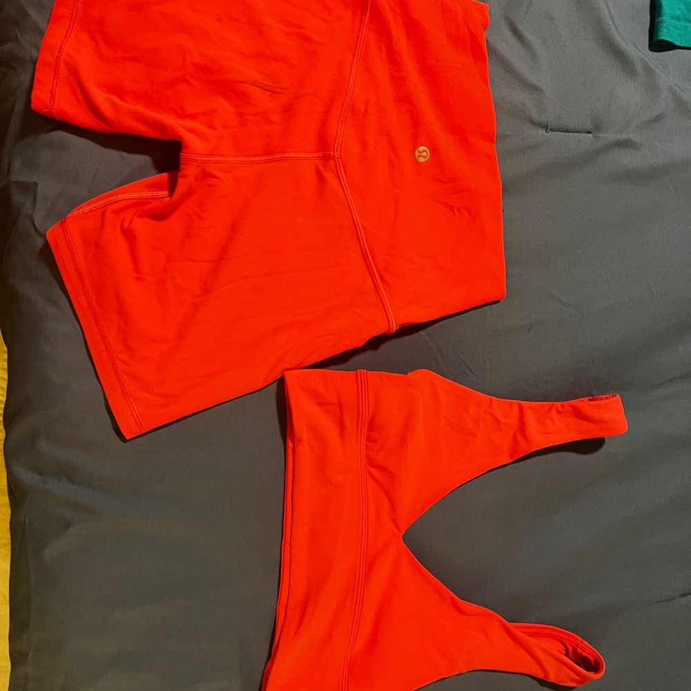 Lulu lemon lipstick pink Bra and Shorts Set